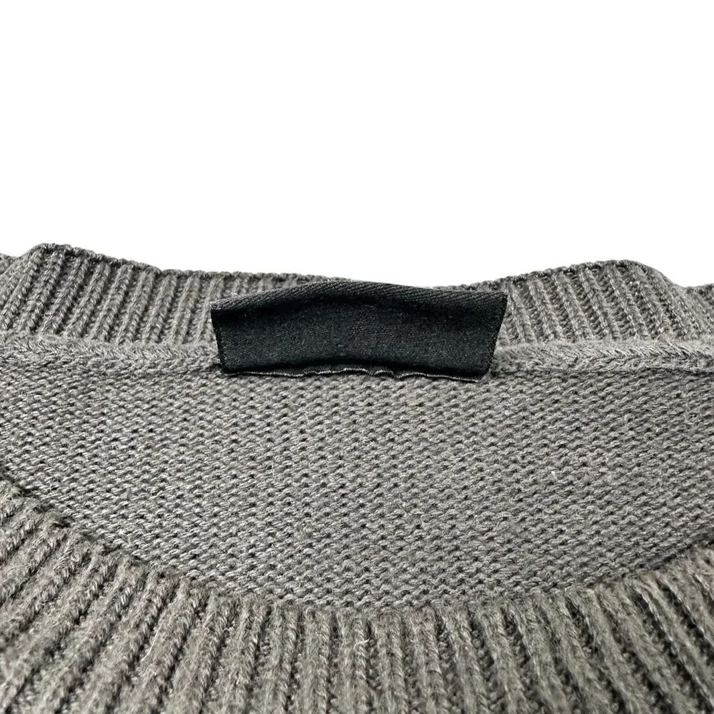 TOM TAILOR Mens Crew Neck Jumper Sweater Medium Ribbed Grey Y2K VTG Colorblock